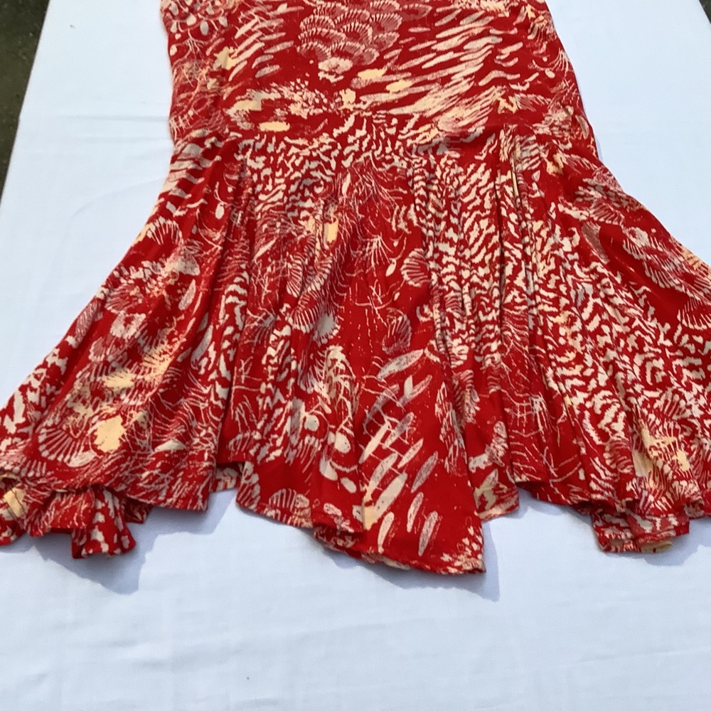 Lost in the 🔥 Free People Scoop Neck Sleeveless Beach Print Dress Red XS - Picture 9 of 14